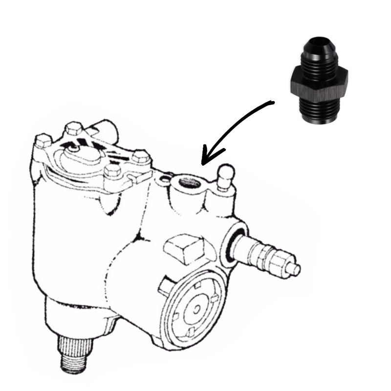 -6AN MALE to 11/16"-18 INVERTED P/S Box Adapter