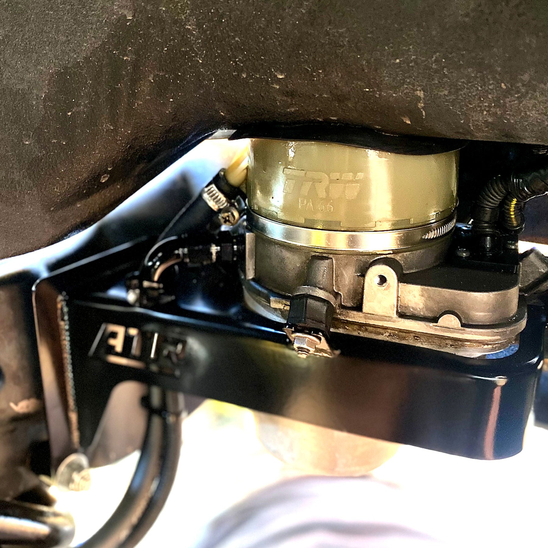 Holden HQ-WB Astra electric power steering pump bracket satin black powder coated steel