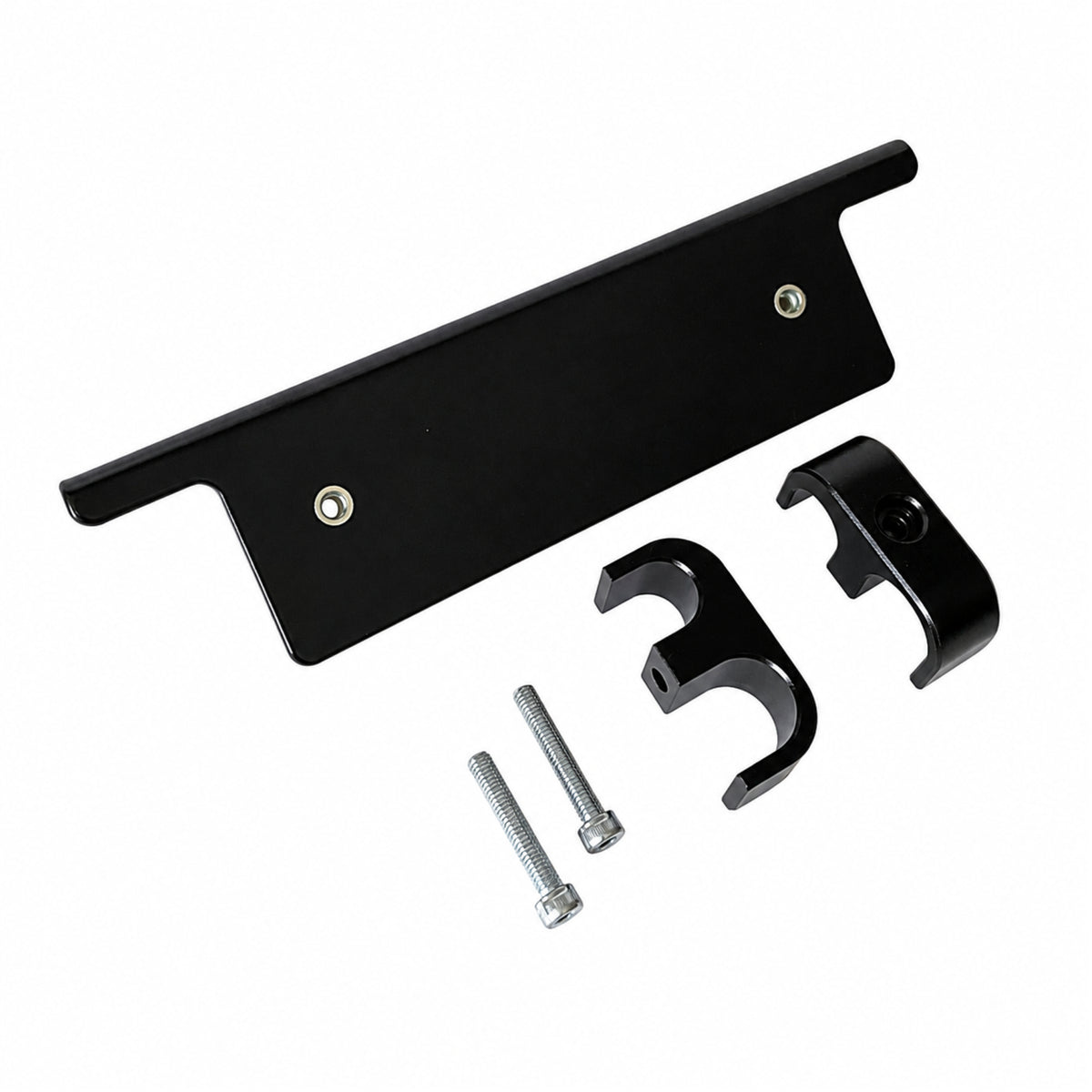 LS sump power steering hose bracket kit with billet hose clamps and mounting hardware.