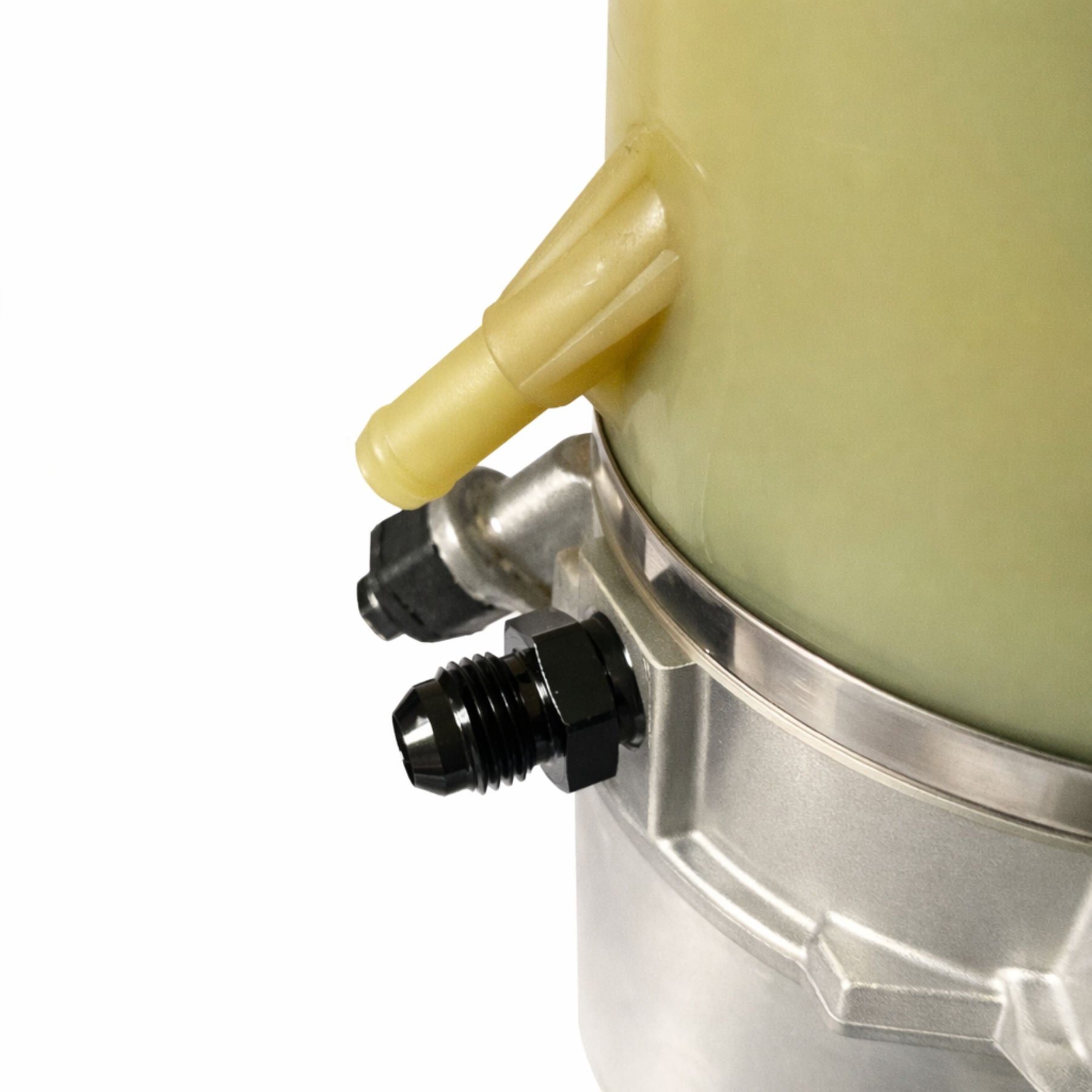 Black M16 x 1.50 to -6AN power steering adaptor fitting for AN hose conversion