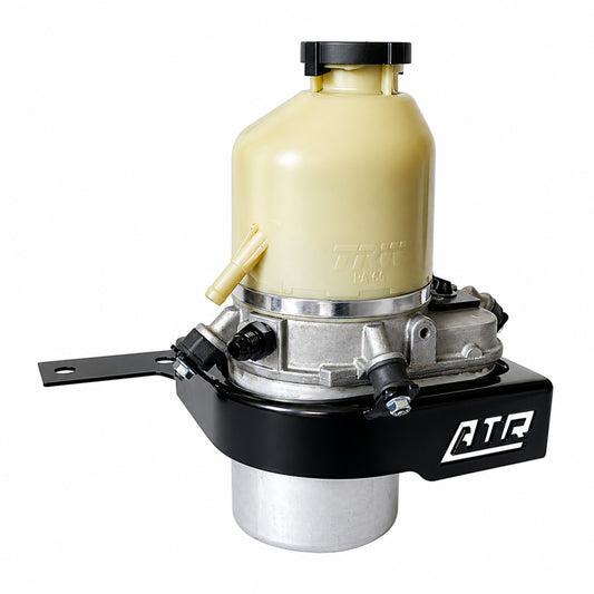Side profile of Astra power steering pump mounted to VB-VL Commodore bracket