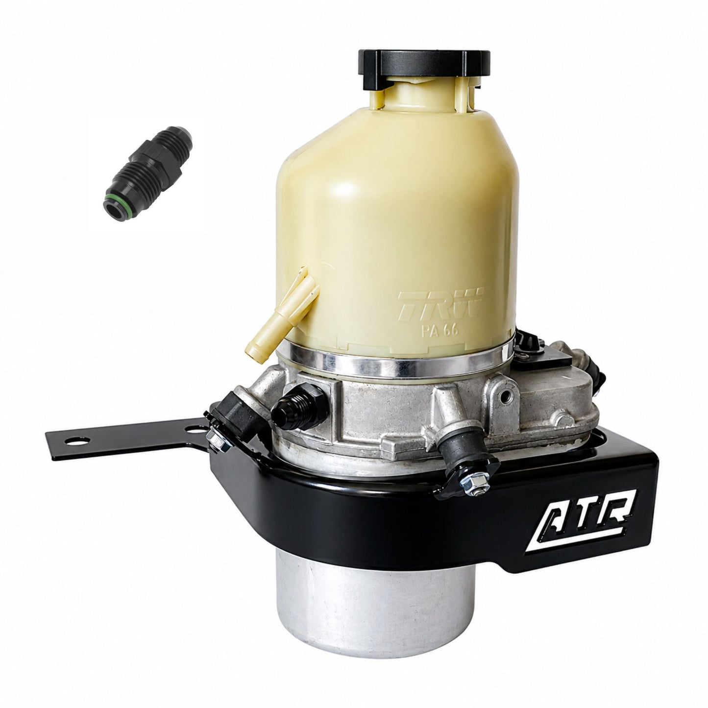  Astra power steering pump mounted to VB-VL Commodore bracket with fitting